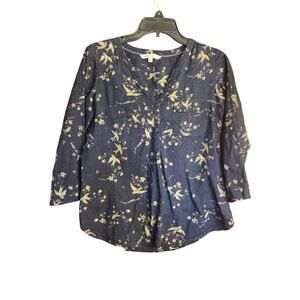 FatFace Navy Beige Bird Blouse 8